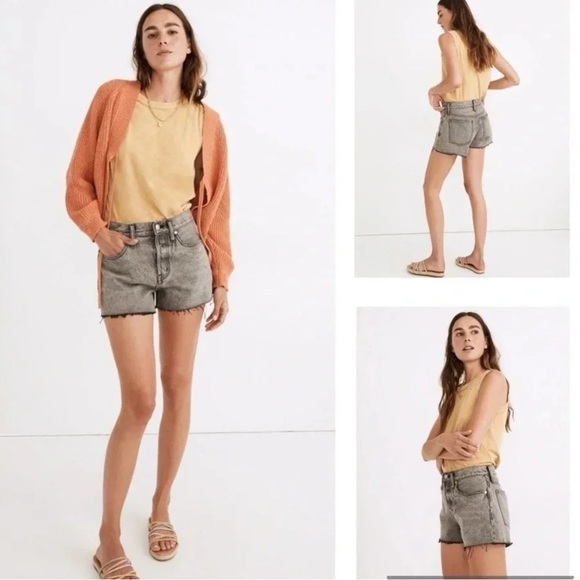 MADEWELL Women's Relaxed Denim Shorts Cutoffs Bienville Grey Wash Button Fly 23 - Picture 1 of 14